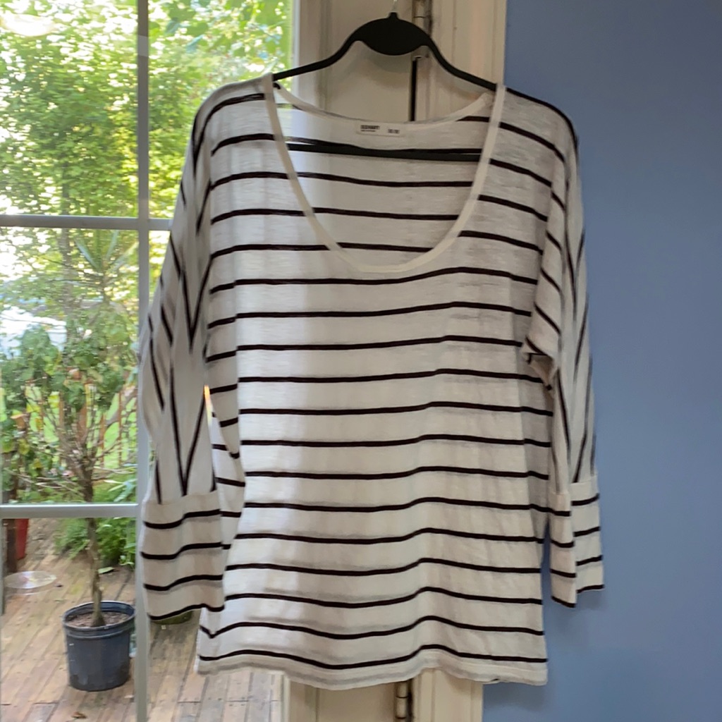 Old Navy Top White Black Stripe M $12